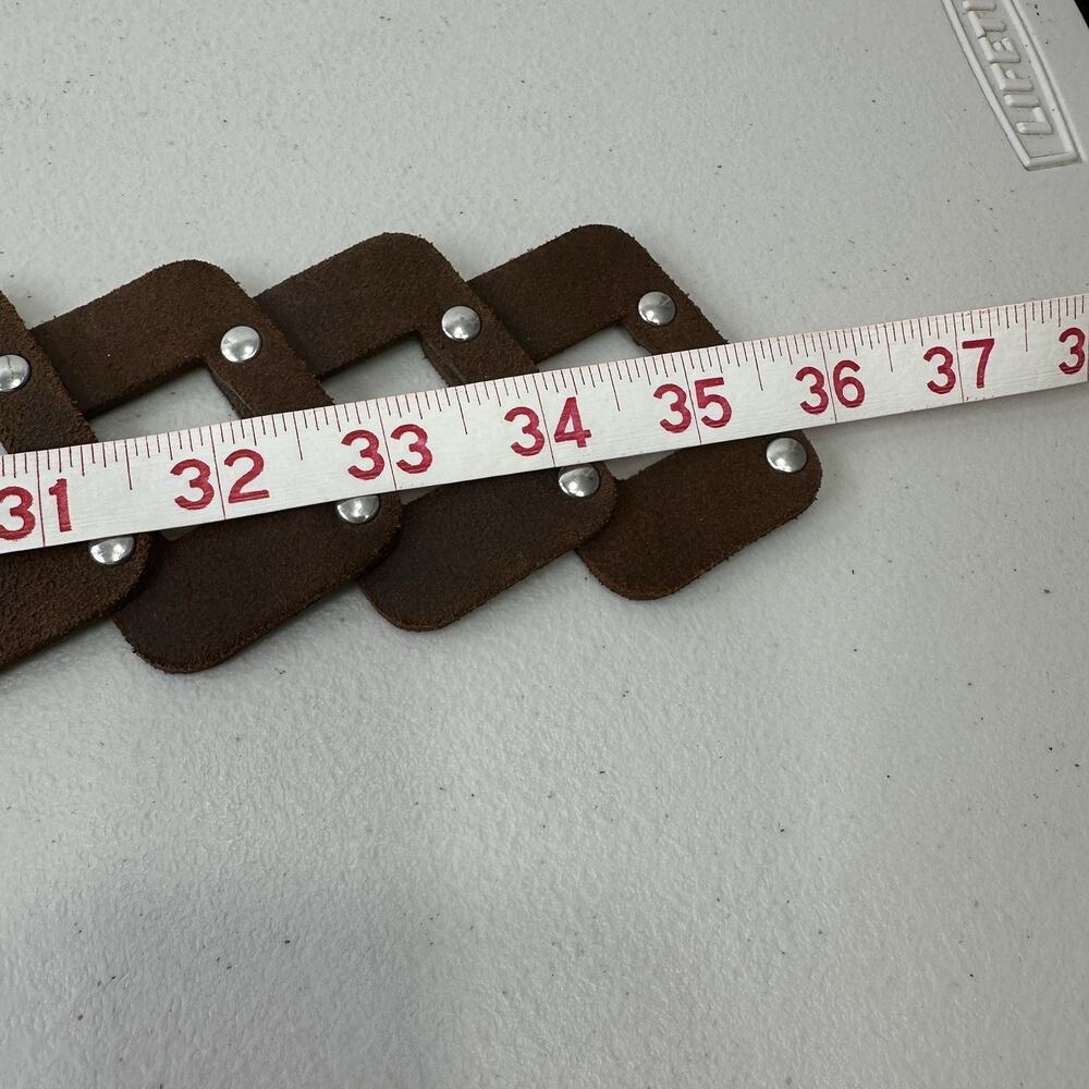 Rustic Leather Riveted Rectangle Open Square Patt… - image 5